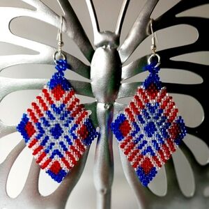 Handwoven Earrings | Beaded Jewelry | Team Spirit